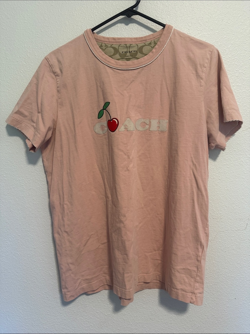 Coach Pink Short-Sleeve Tee with Cherry Logo